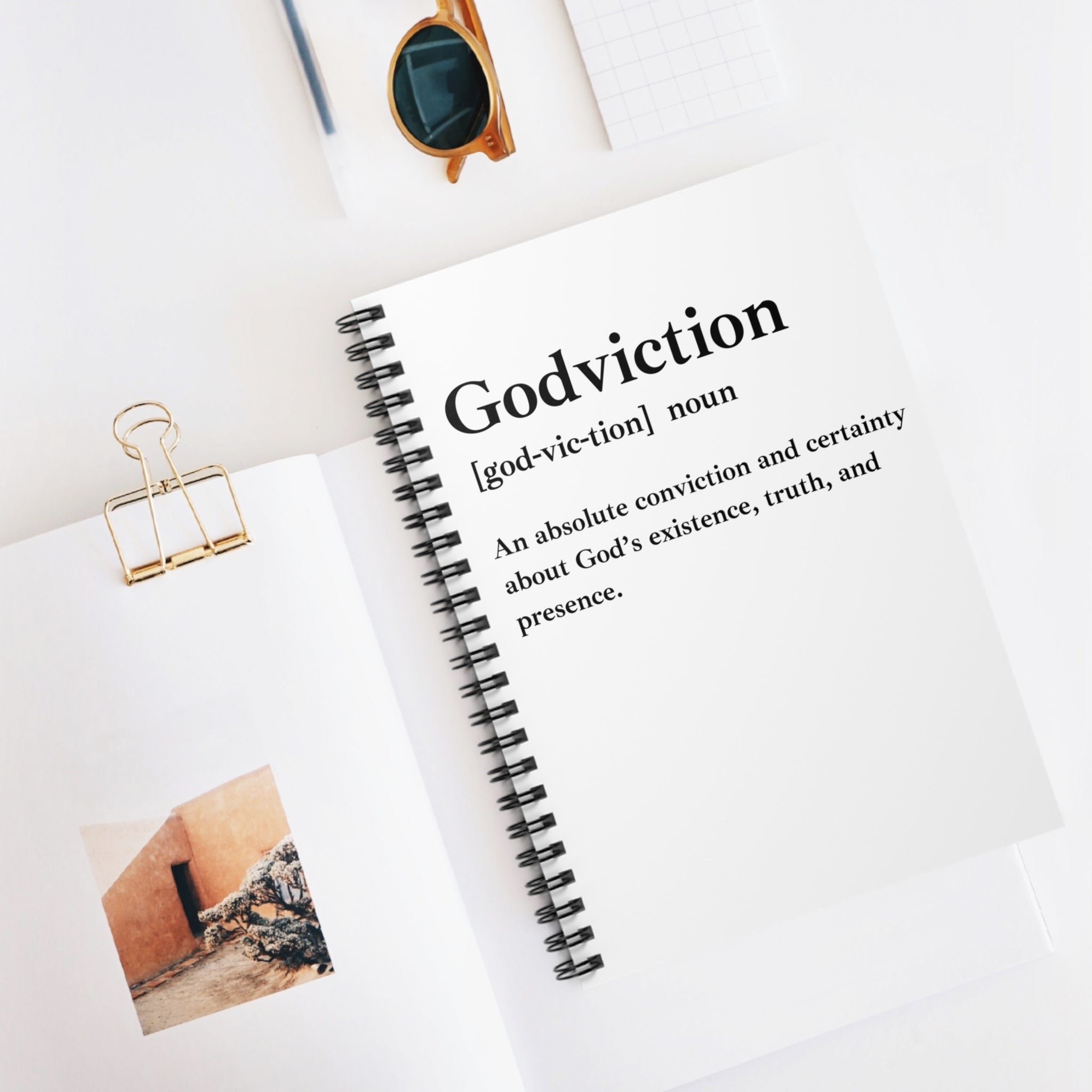 Godviction Spiral Notebook - 118 Page Ruled Line Notebook for Everyday Use