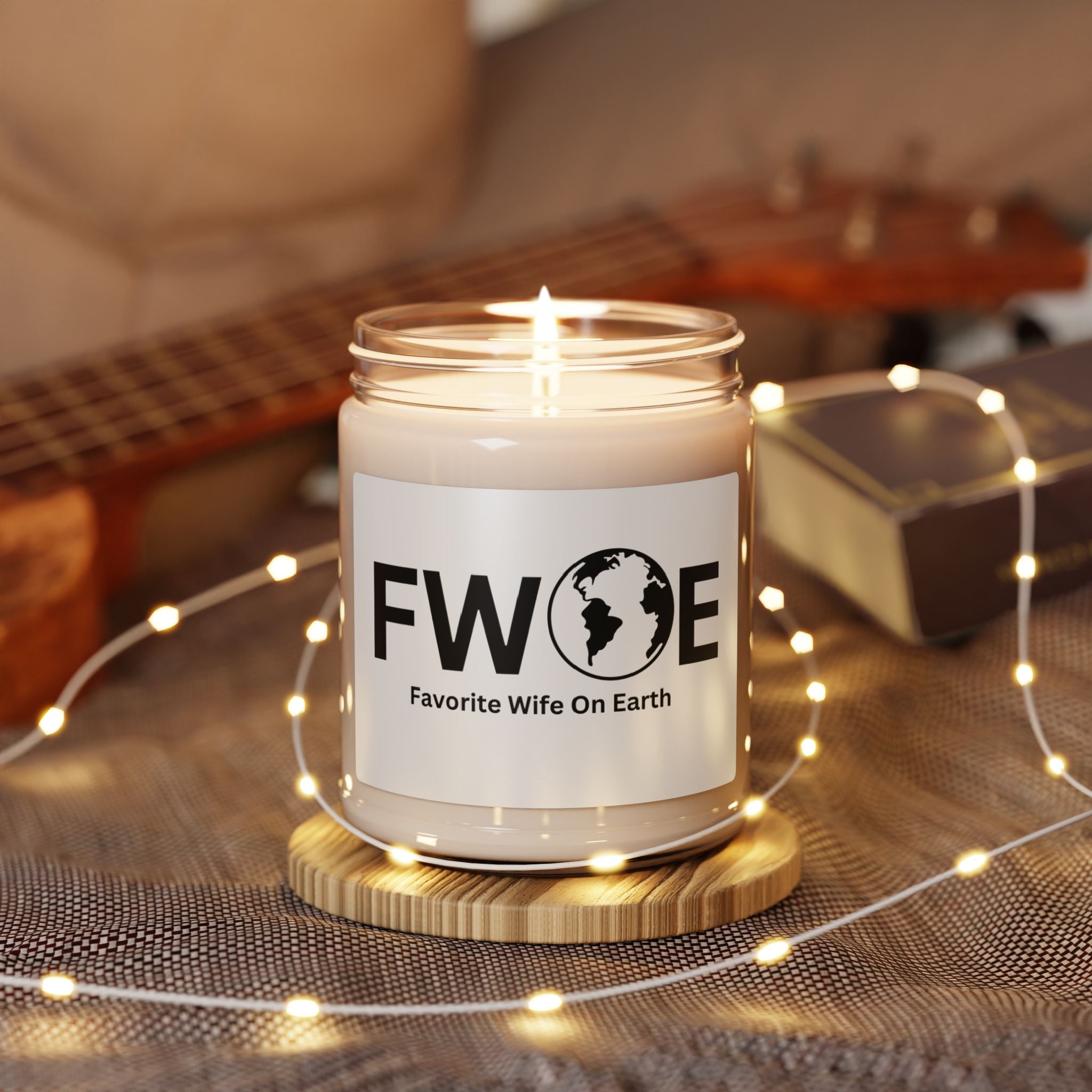 Favorite Wife On Earth (FWOE) Scented Soy Candle - 9oz Natural Wax Candle with Custom Label