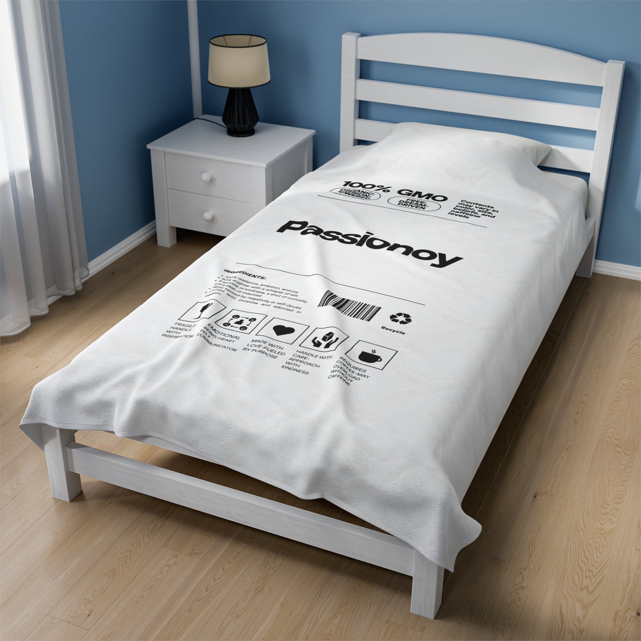 Passionoy Label Velveteen Plush Blanket - Customizable Soft Blanket for Cozy Comfort