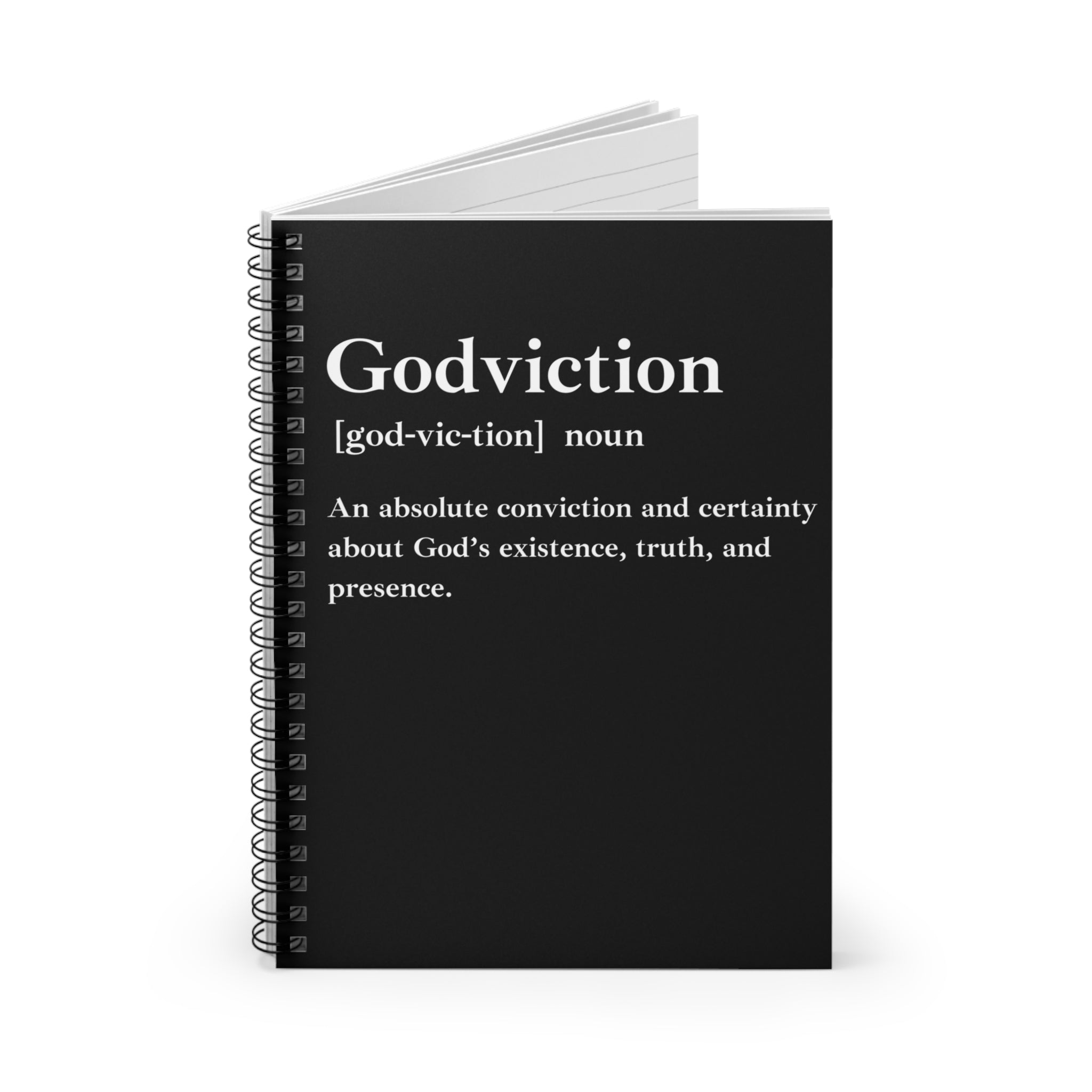 Godviction Spiral Notebook - 118 Page Ruled Line Notebook for Everyday Use