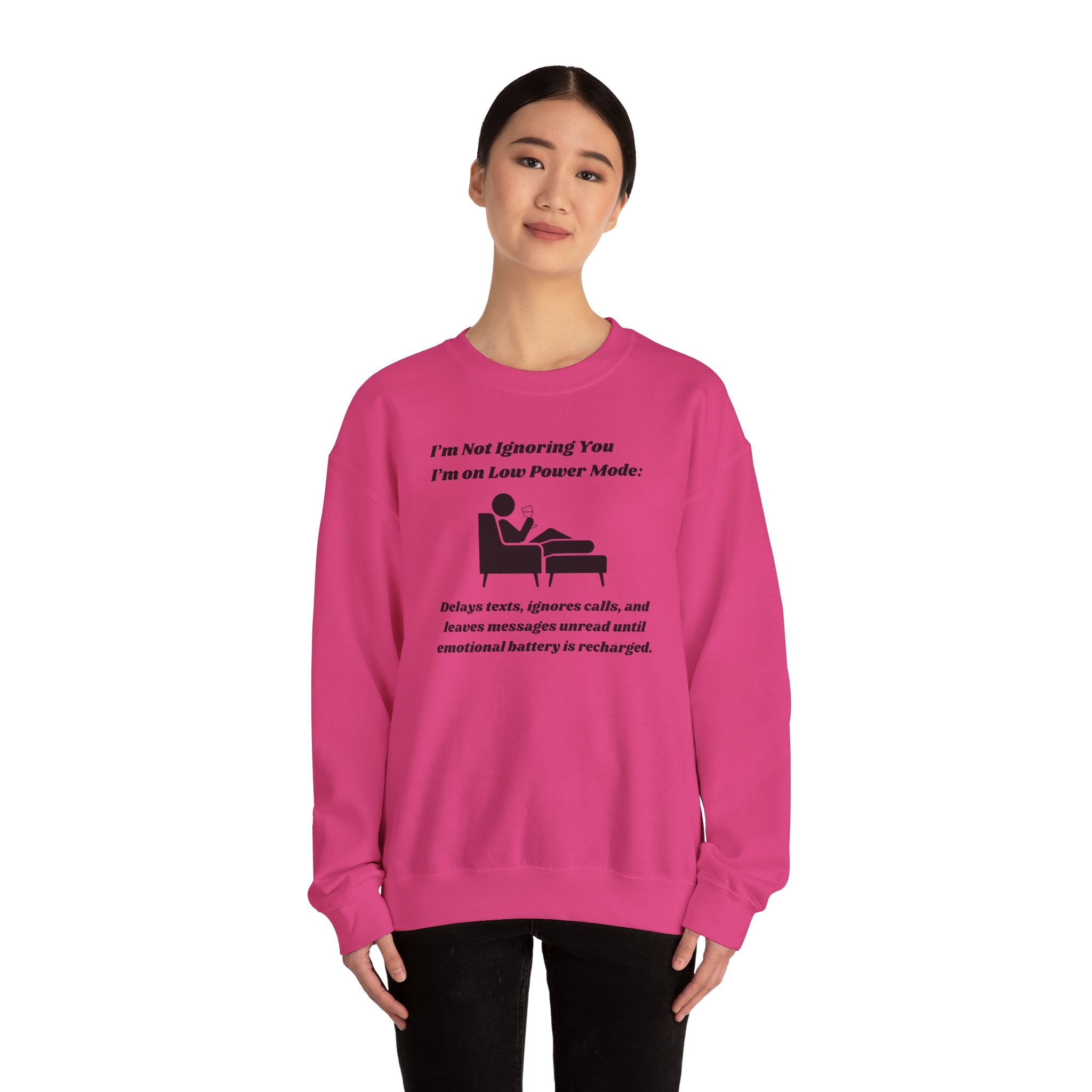 I'm Not Ignoring You—I'm on Low Power Mode Unisex Heavy Blend Crewneck Sweatshirt