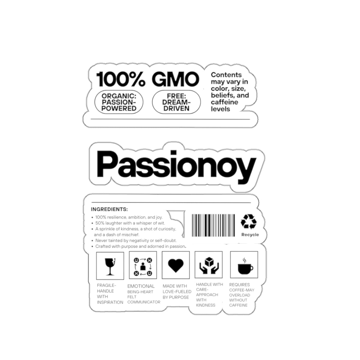 Passionoy Label Kiss-Cut Stickers - Custom Vinyl Stickers for Creative Decor