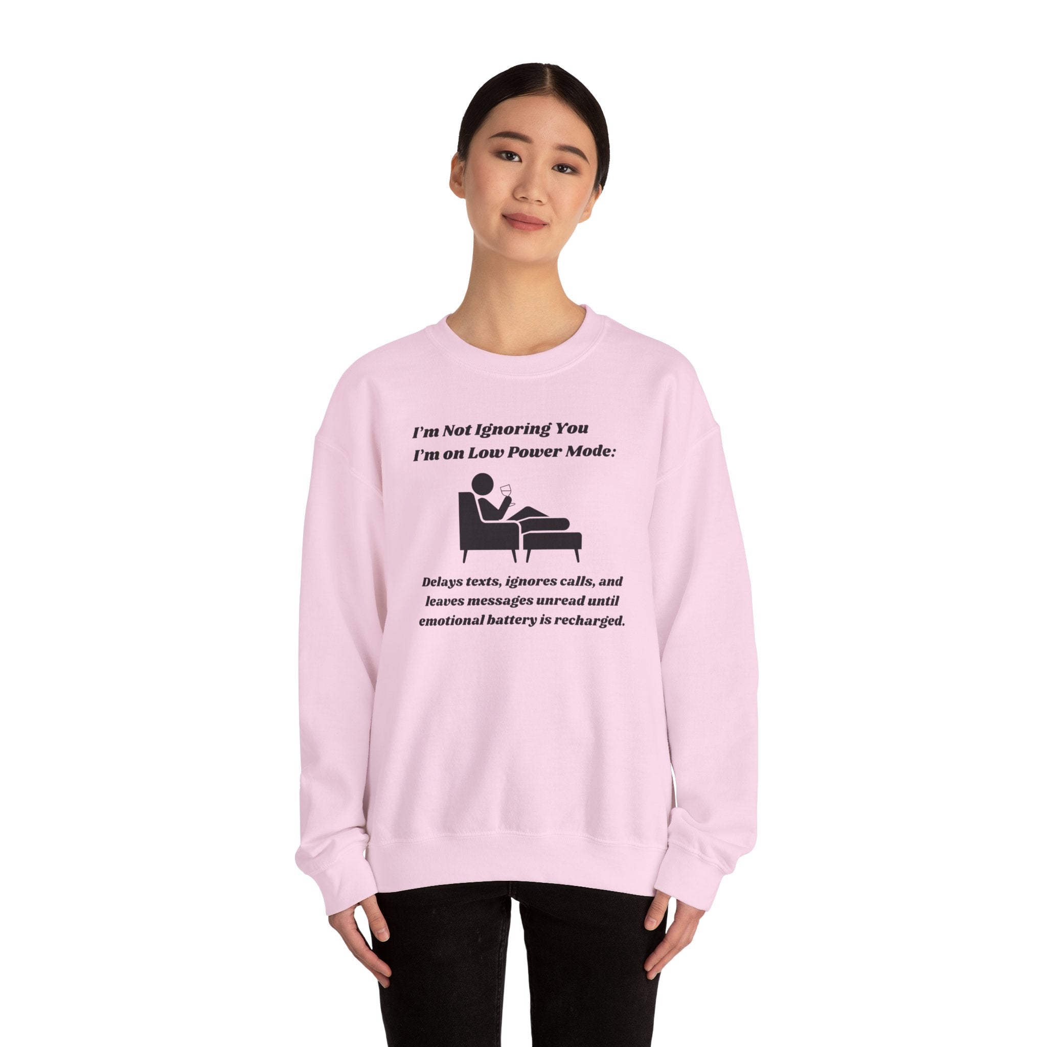 I'm Not Ignoring You—I'm on Low Power Mode Unisex Heavy Blend Crewneck Sweatshirt