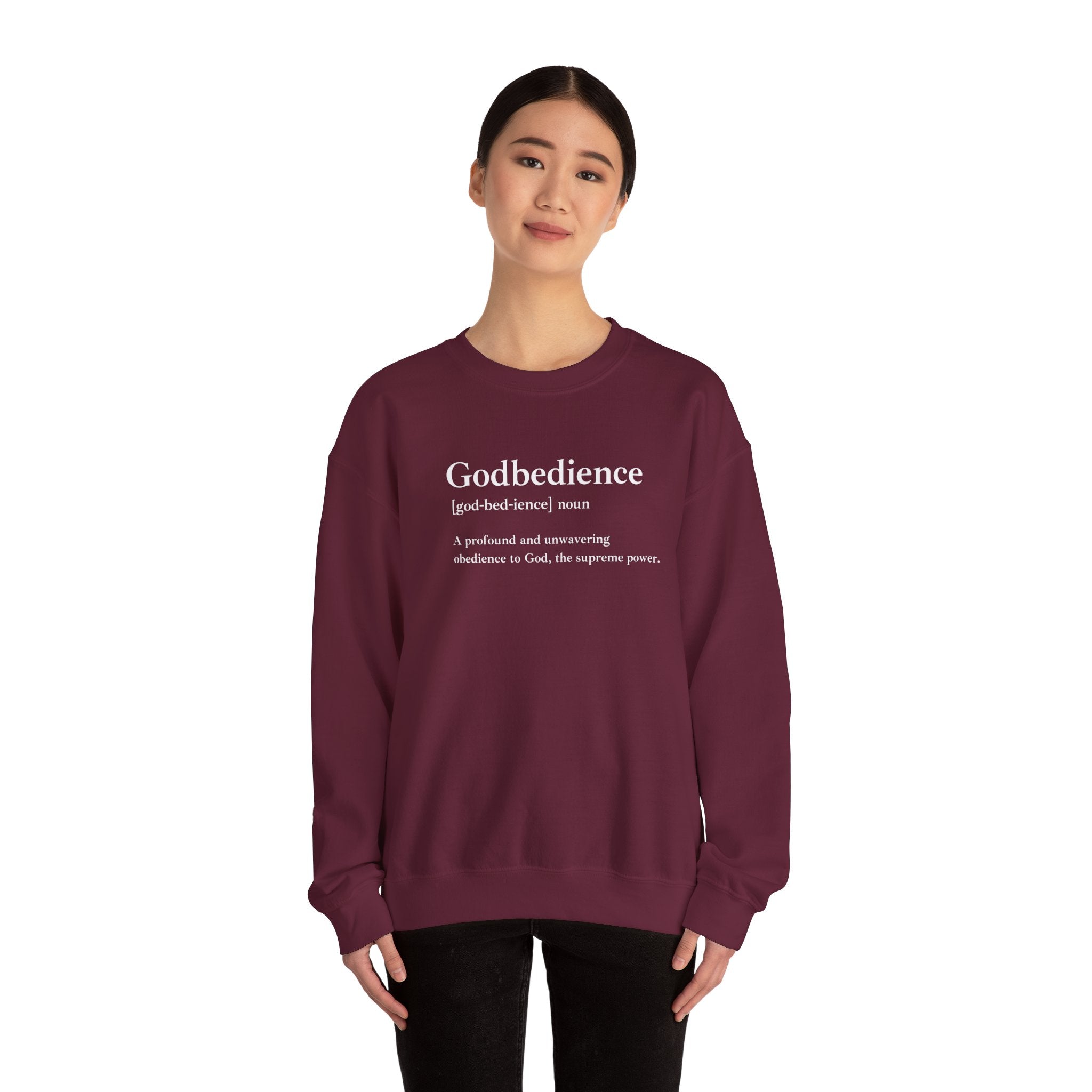 Godbedience Unisex Heavy Blend™ Crewneck Sweatshirt | Comfortable & Durable Everyday Wear