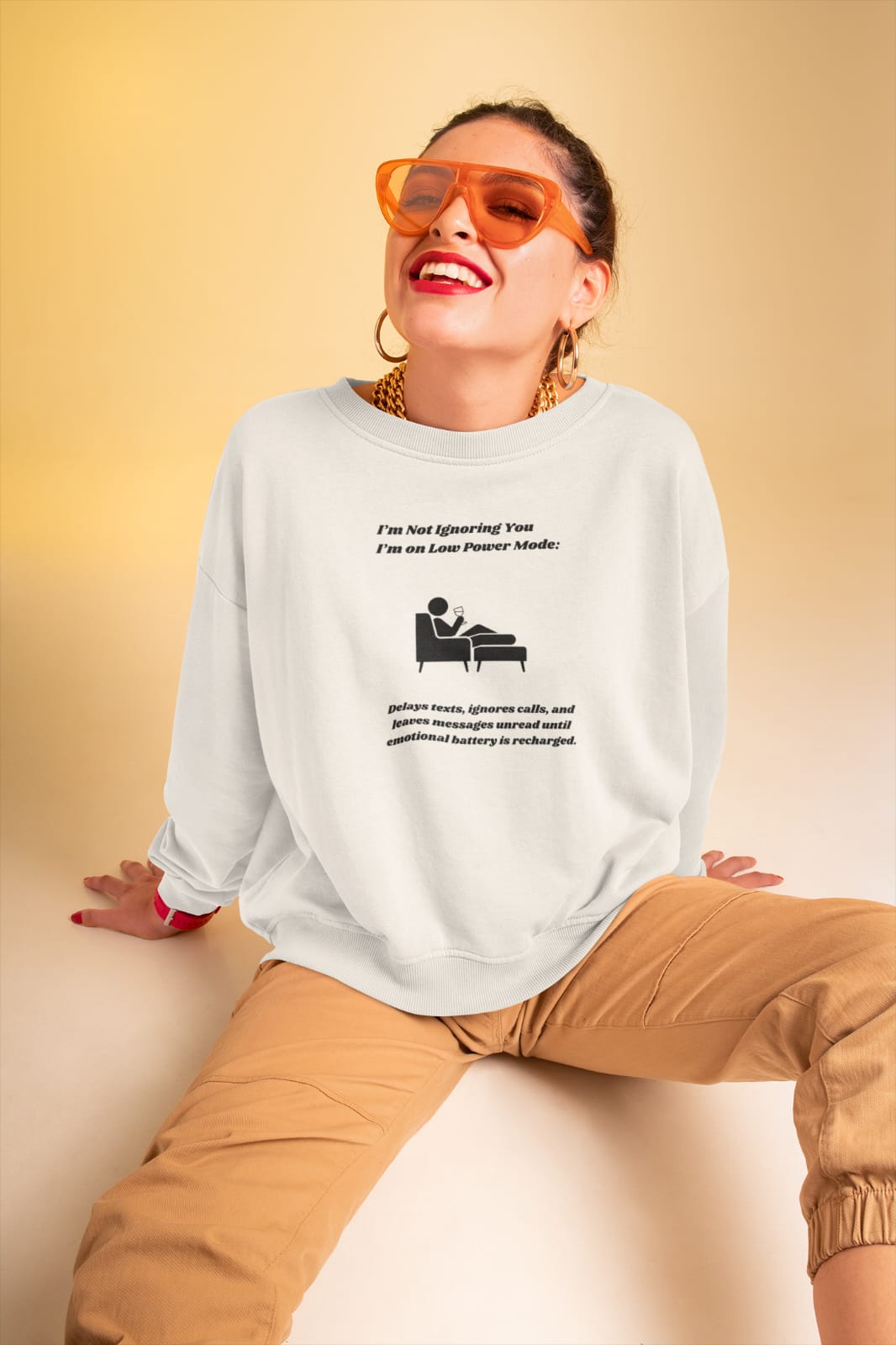 I'm Not Ignoring You—I'm on Low Power Mode Unisex Heavy Blend Crewneck Sweatshirt