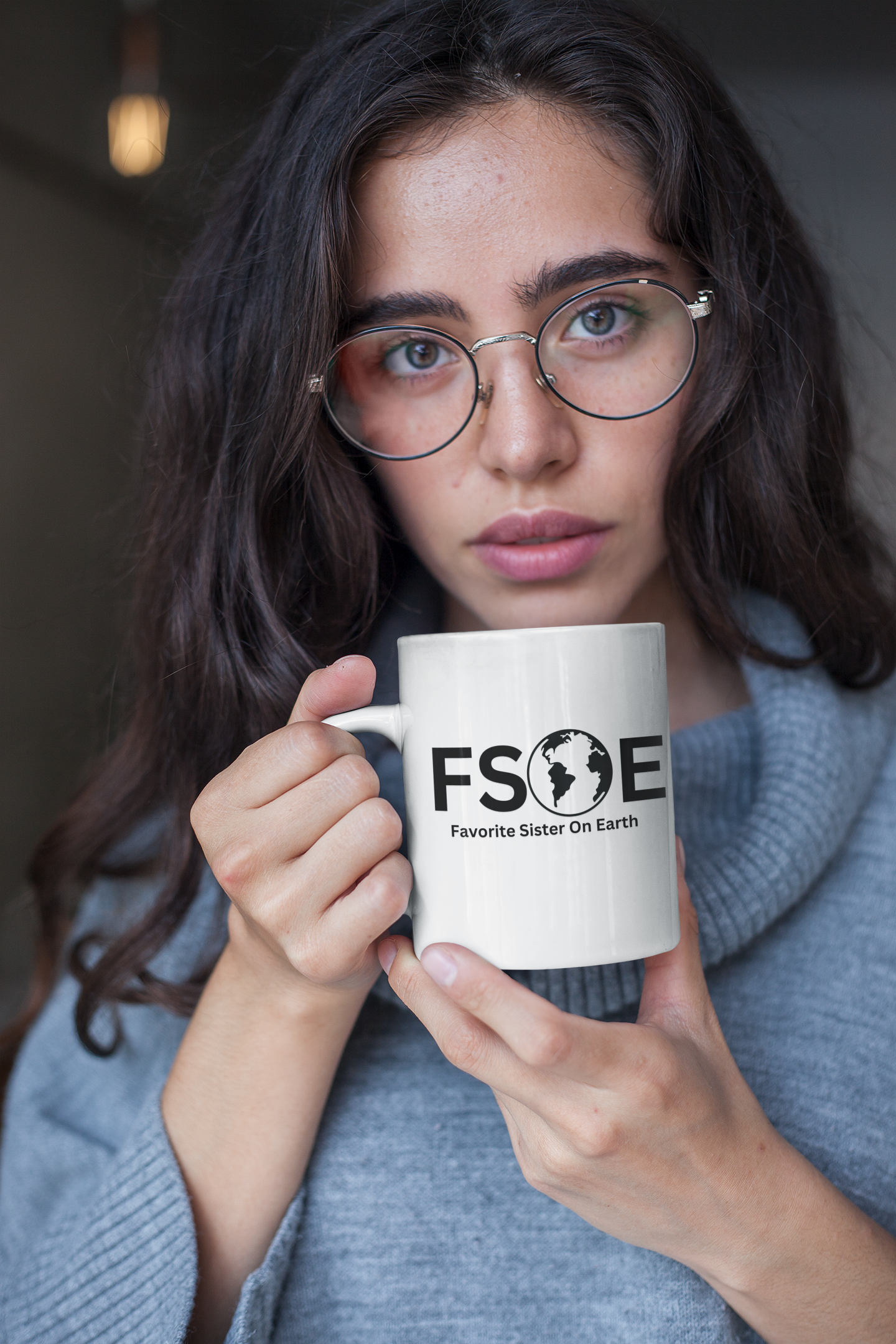 Favorite Sister On Earth (FSOE) Accent Coffee Mug (11oz, 15oz)