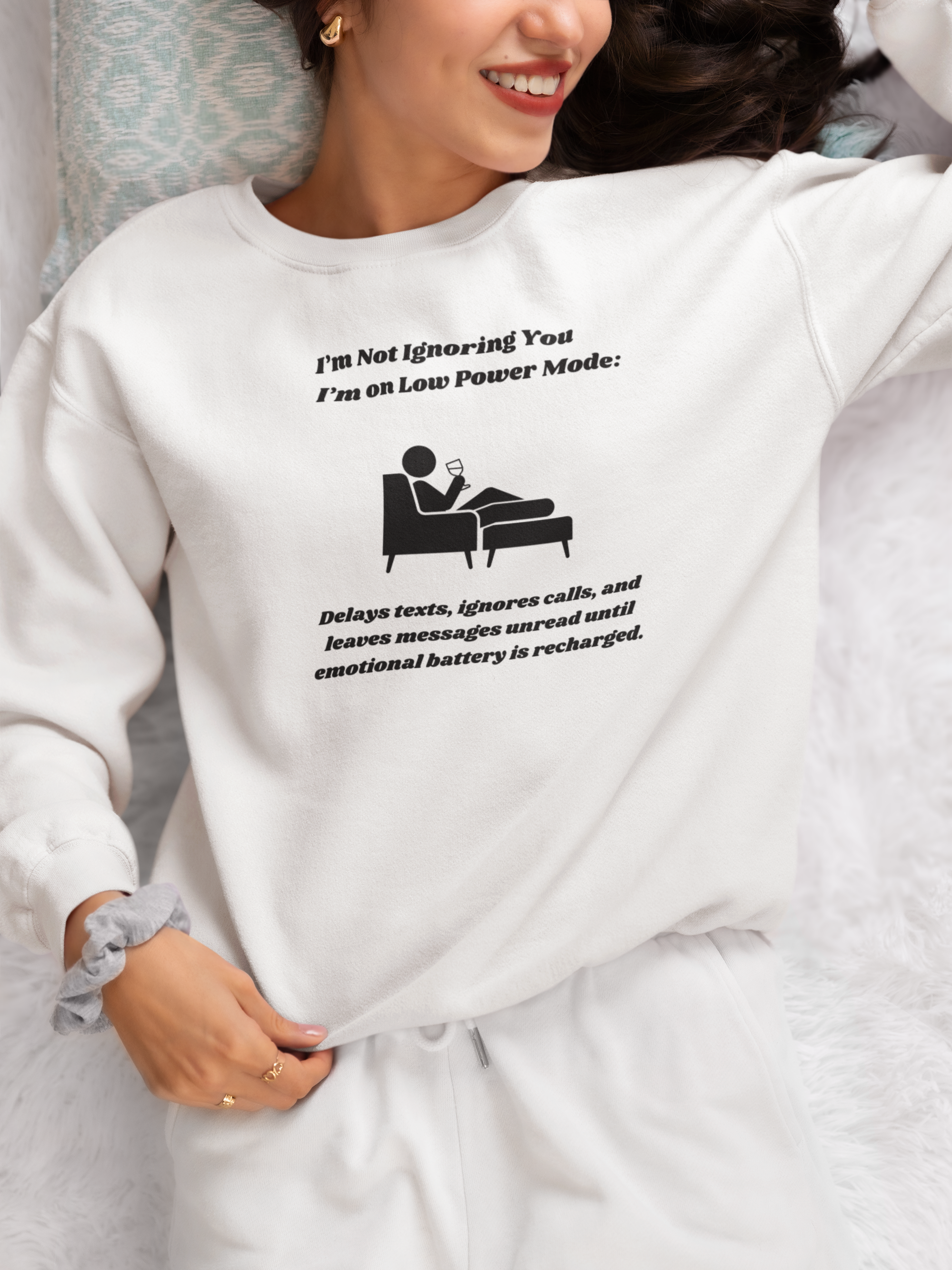 I'm Not Ignoring You—I'm on Low Power Mode Unisex Heavy Blend Crewneck Sweatshirt