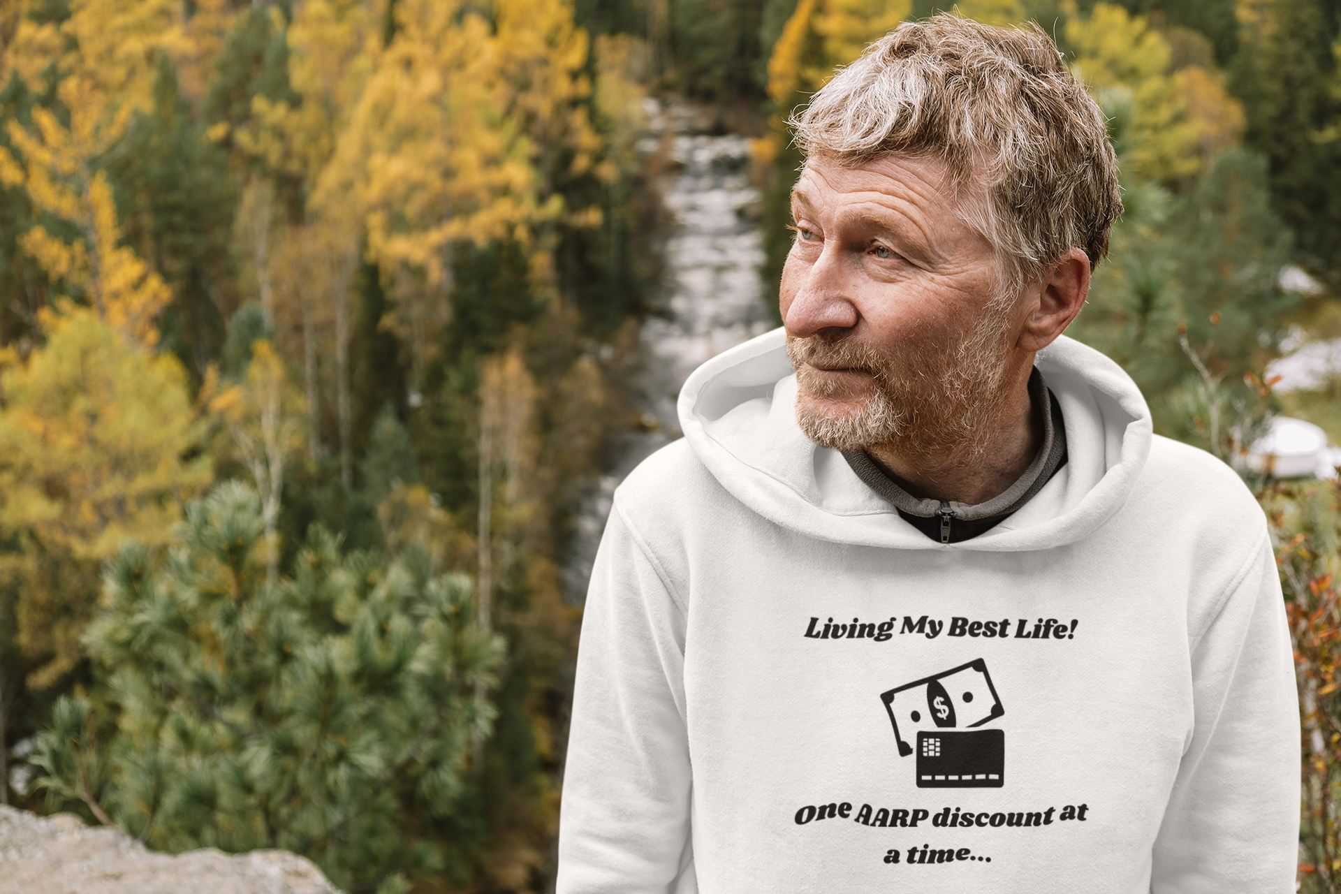 Living My Best Life Hoodie - AARP Discount Humor Hooded Sweatshirt for Men and Women