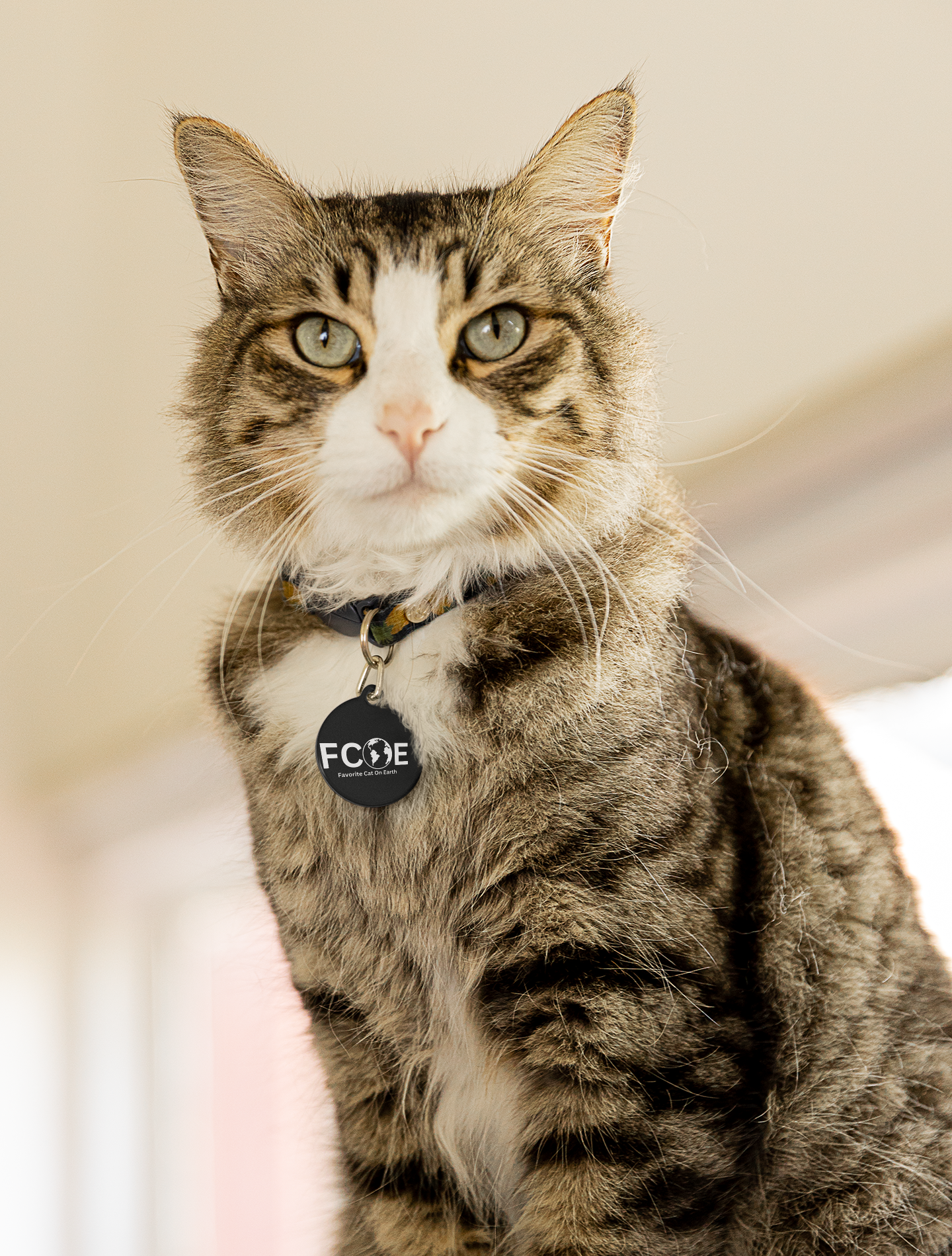 Favorite Cat On Earth (FCOE) - Black Personalized Pet Tag