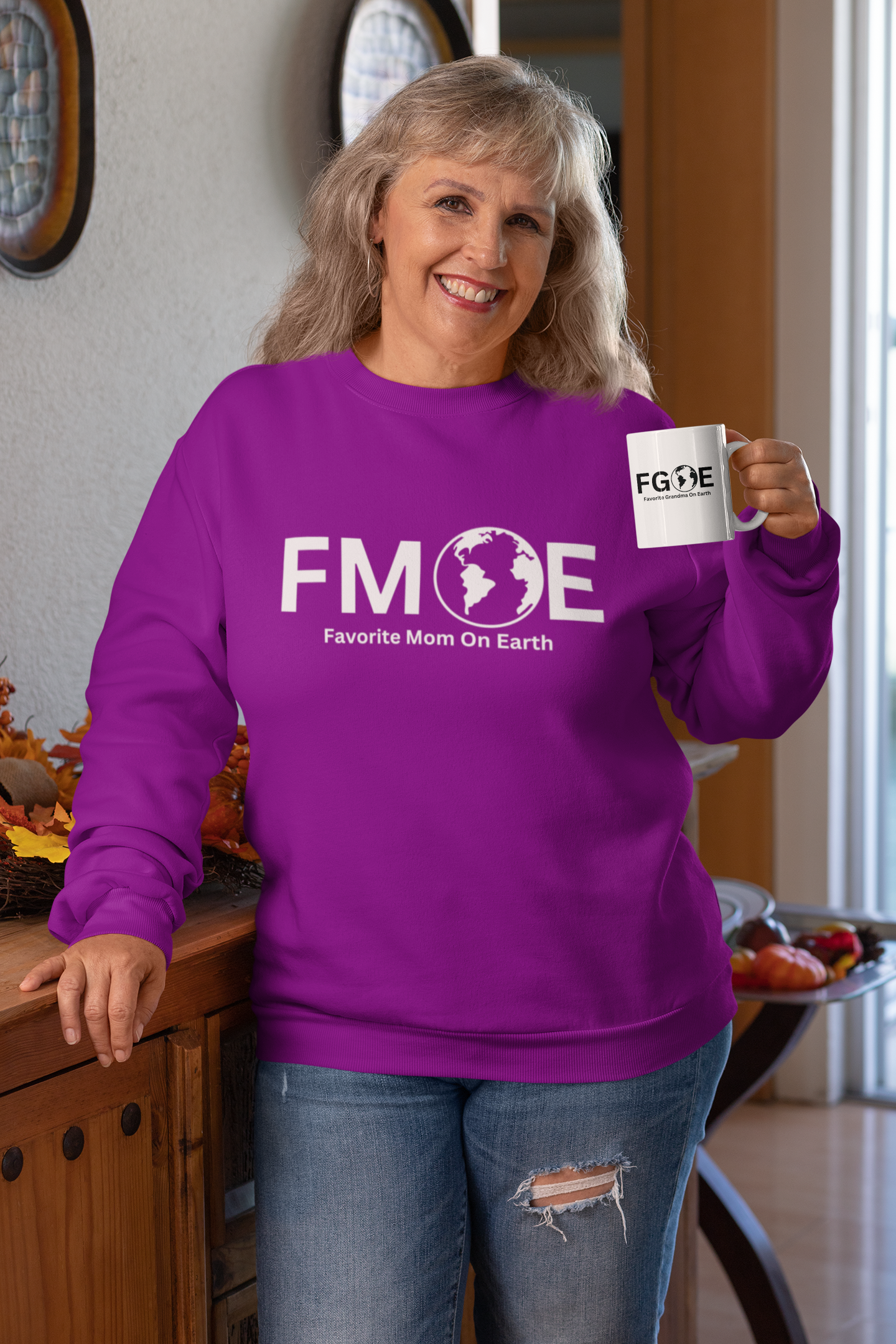 Favorite Mom On Earth Sweatshirt - (FMOE) Logo Crewneck for Women