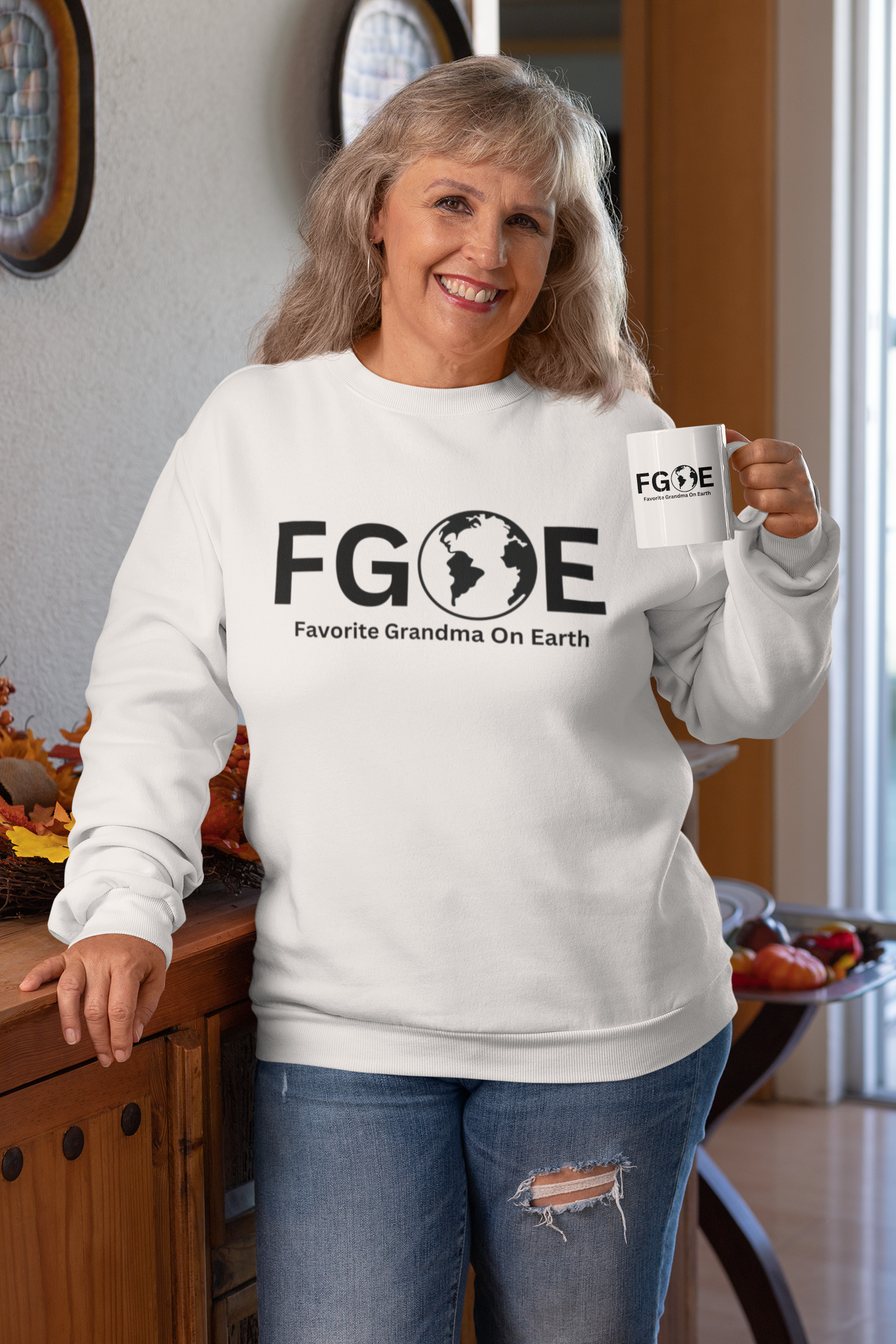 Favorite Grandma On Earth (FGOE) Unisex Heavy Blend Crewneck Sweatshirt - Cozy and Ethical Sweatshirt for All Seasons