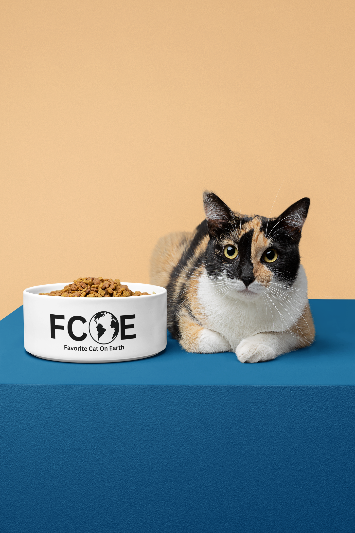 Favorite Cat On Earth (FCOE) - White Ceramic Custom Pet Bowl