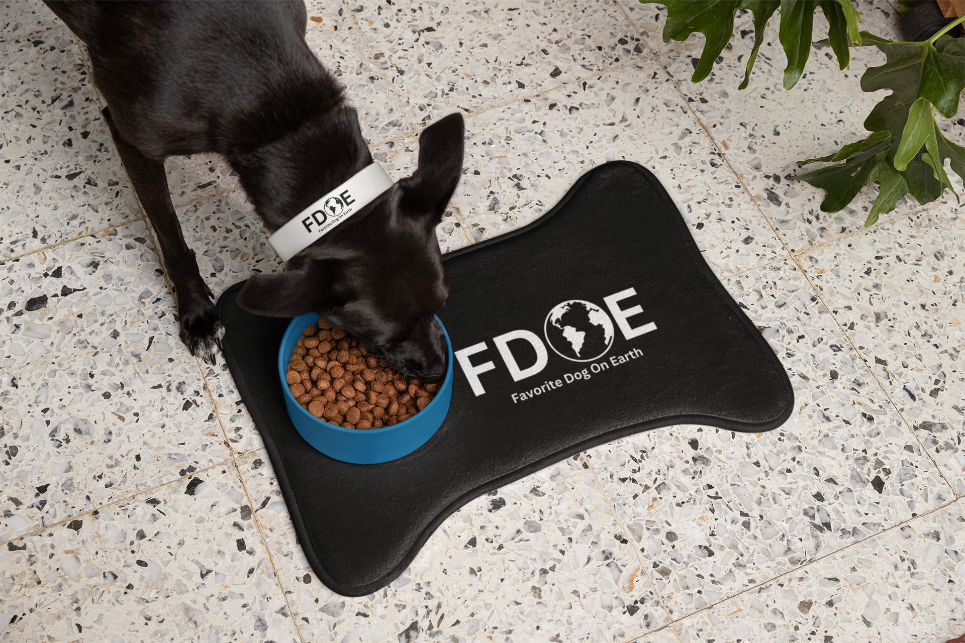 Favorite Dog On Earth (FDOE) - Bone-Shaped Personalized Pet Feeding Mat