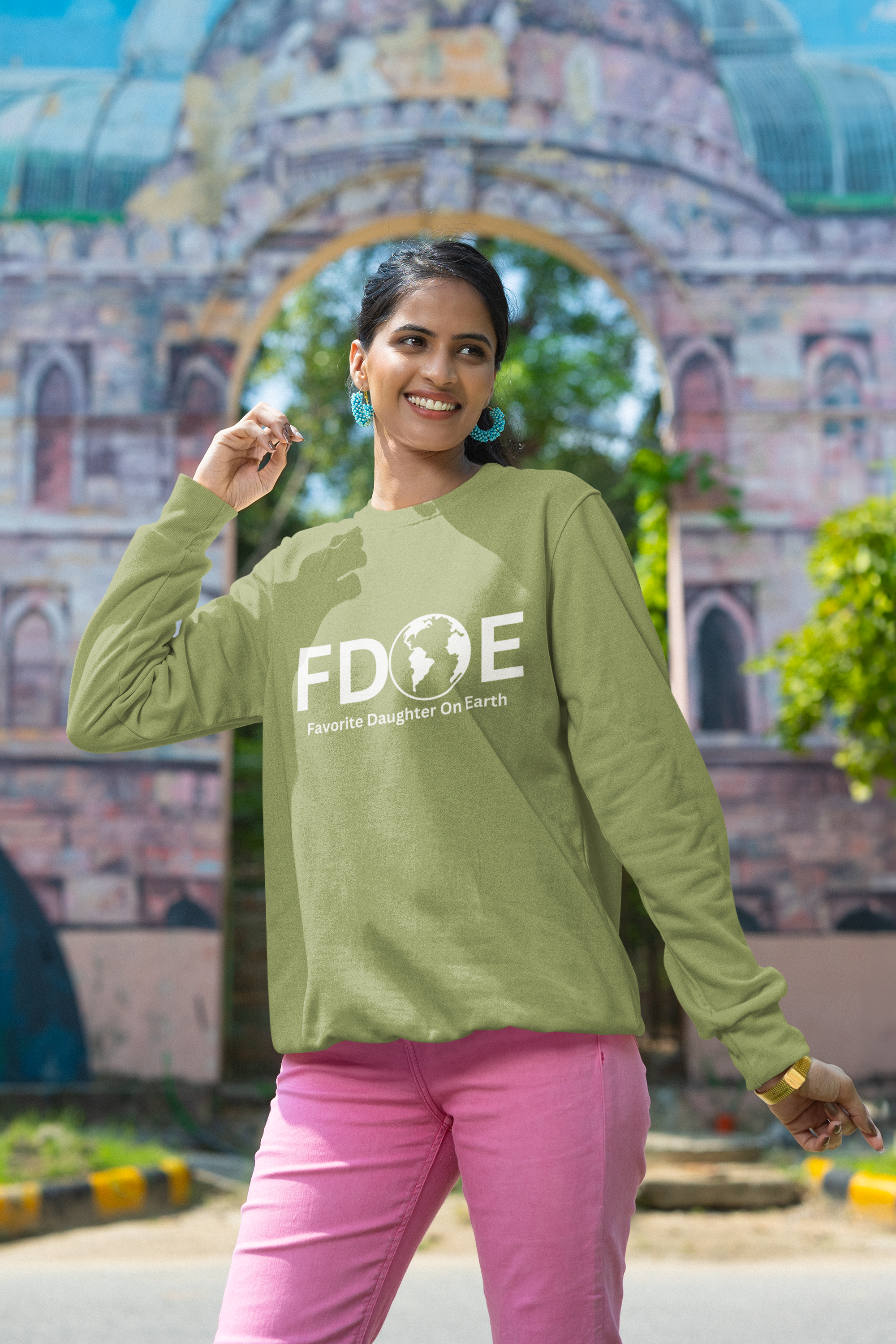 Favorite Daughter on Earth Crewneck Sweatshirt - (FDOE) Logo Sweatshirt for Women