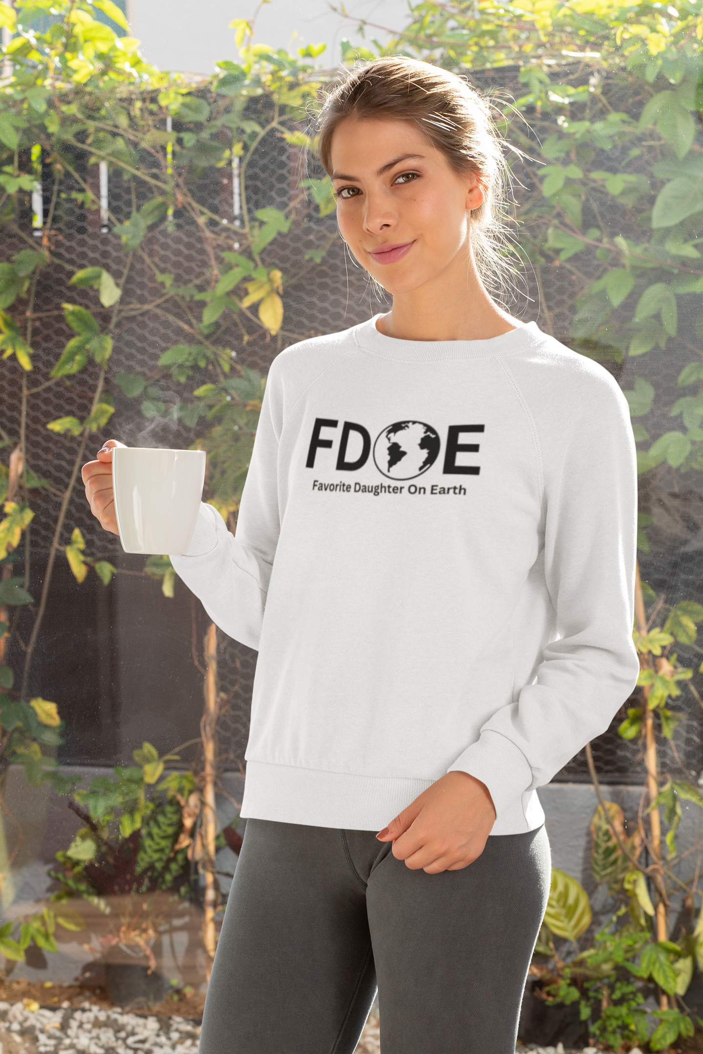 Favorite Daughter on Earth Crewneck Sweatshirt - (FDOE) Logo Sweatshirt for Women