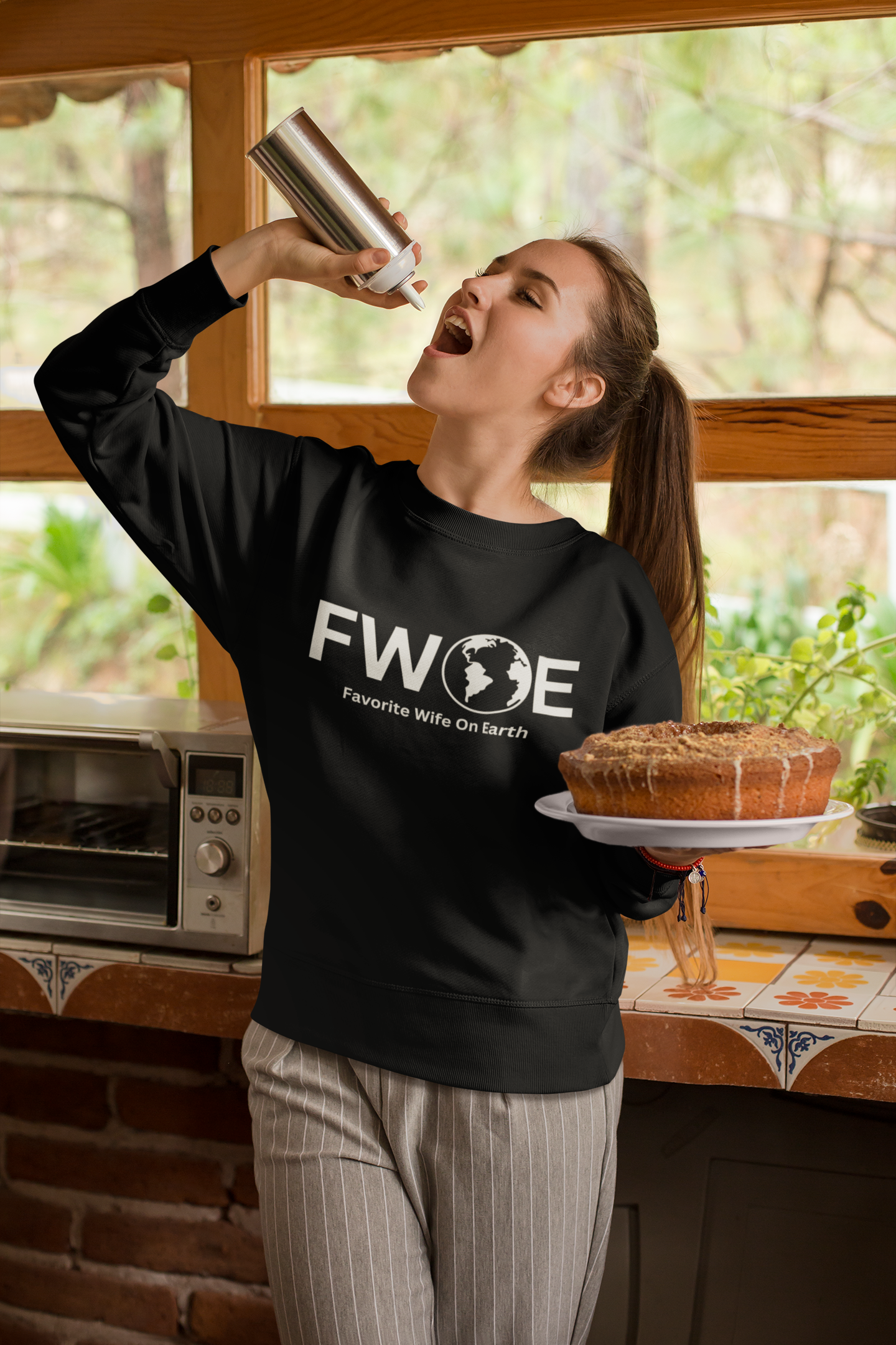 Favorite Wife On Earth (FWOE) Crewneck Sweatshirt - Cozy and Stylish Hoodie for Cold Days